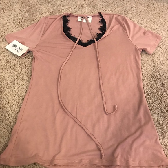 Tops - Boutique Style Pink/Black Lace Blouse